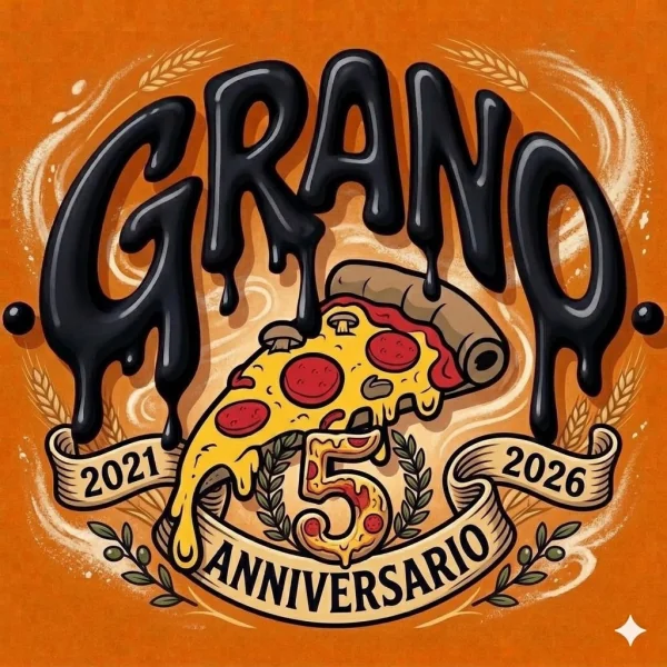 Logo del quinto anniversario di Grano, 2021–2026